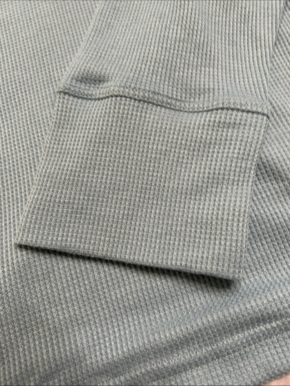 Serra Light Aqua Blue Waffle Knit Henley Short Pajama Set - Picture 12 of 12